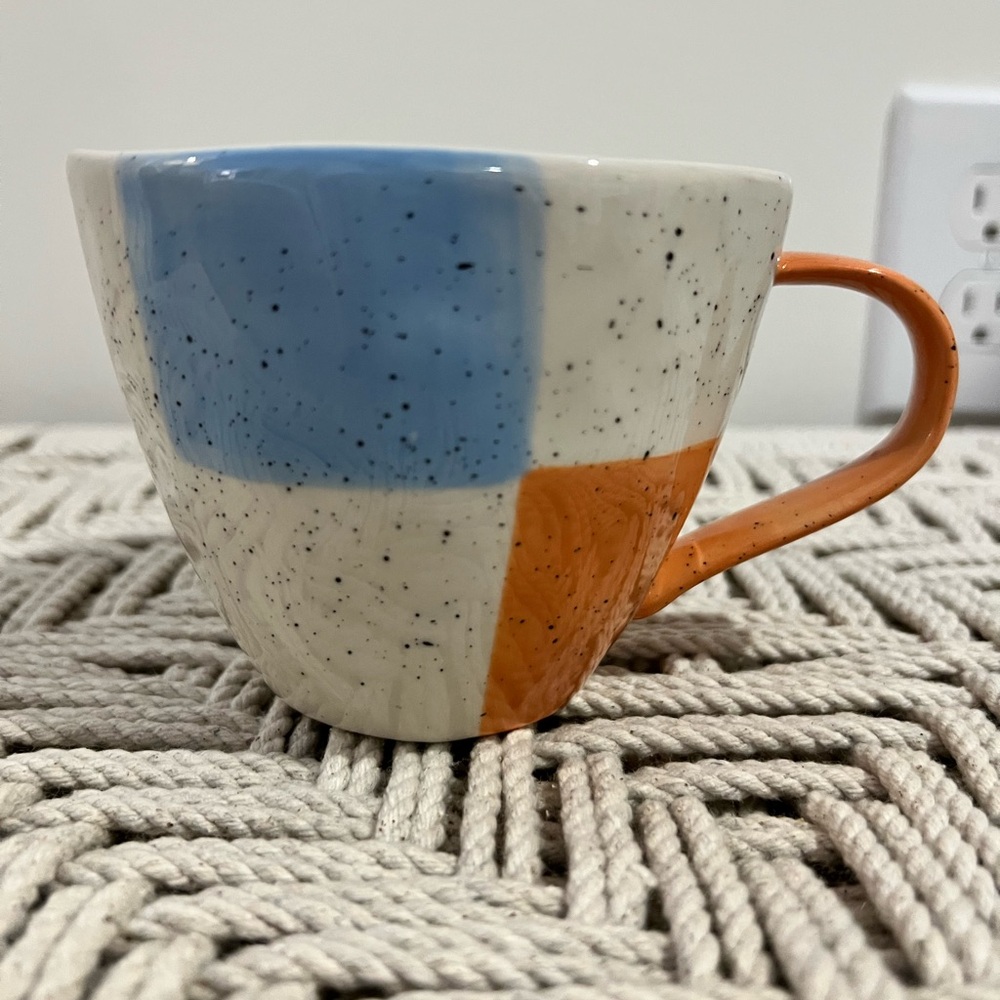 West Elm Speckled Blue and Orange Mug